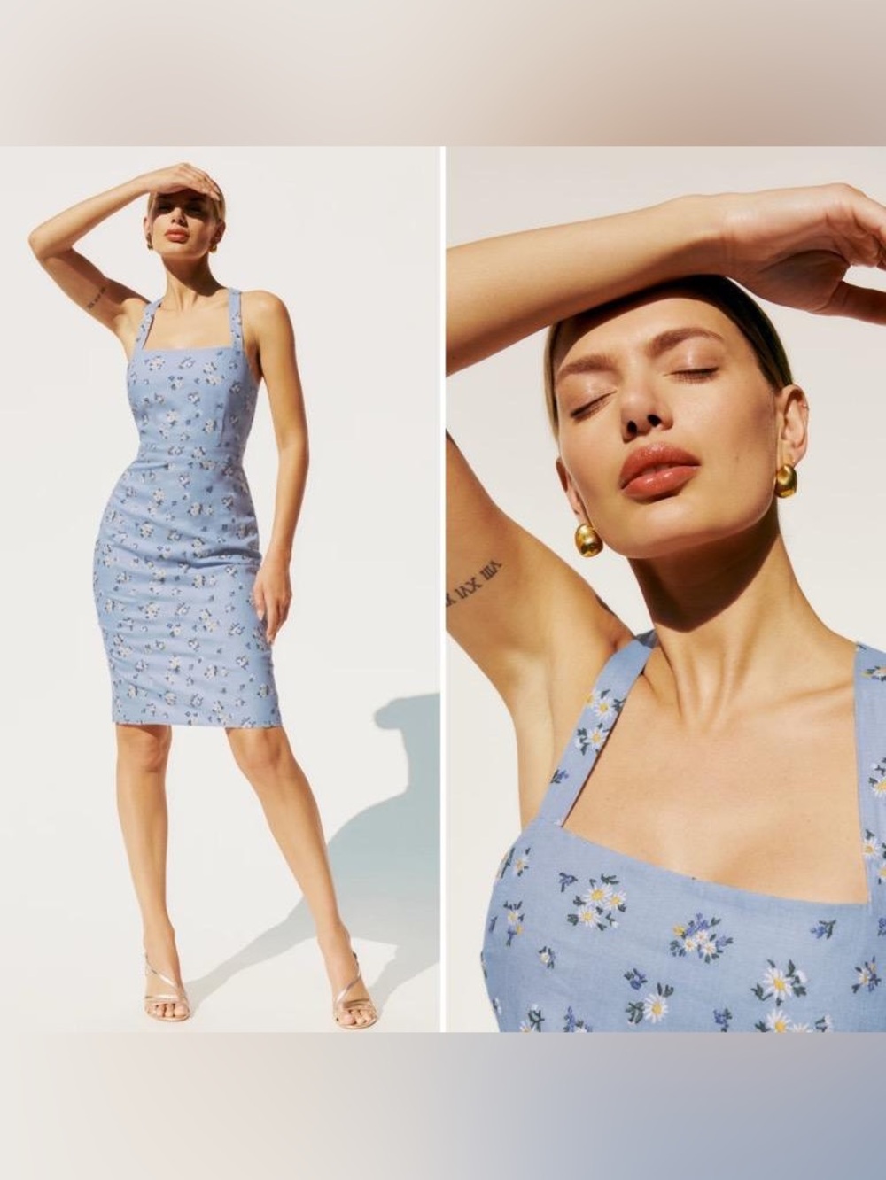 Reformation Light Blue Daisy Midi Dress
